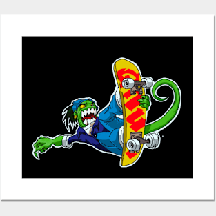 Skateboard lizard Posters and Art